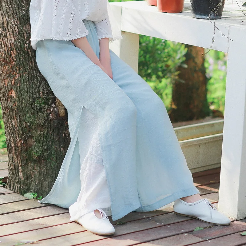 Summer New Style Double-layer Tulle Stitching Cotton Wide-leg Pants Women's Loose Trousers Elastic Waist Women's korean style 
Summer New Style Double-layer Tulle Stitching Cotton Wide-leg Pants Women's Loose Trousers Elastic Waist Women's korean style