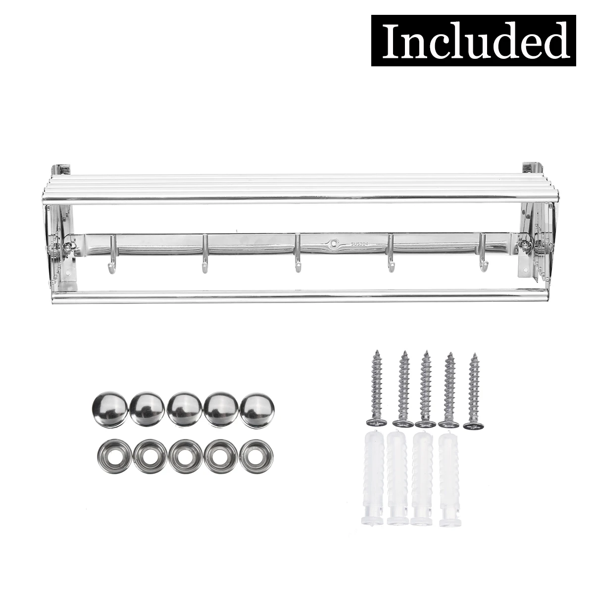 Bathroom Towel Racks Foldable Stainless Steel Towel Holder Drying Rack Wall Mounted Towel Shelf With Hooks
Bathroom Towel Racks Foldable Stainless Steel Towel Holder Drying Rack Wall Mounted Towel Shelf With Hooks
