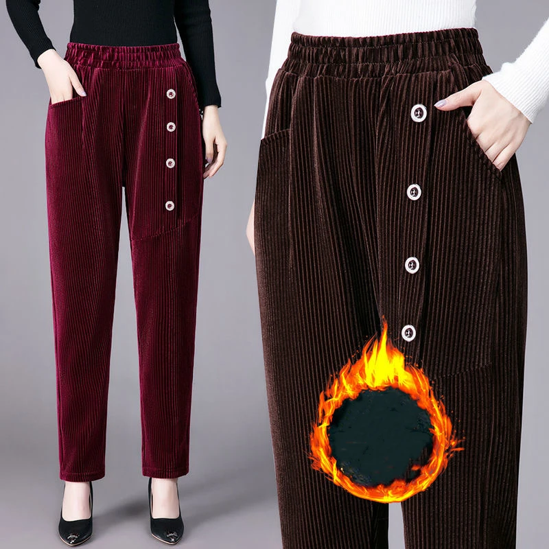 Winter Add Velvet Warm Women Mom Harem Trousers Ladies Oversized Button Fly Design Pocket Pants Female Snow Wear High Waist Pant
Winter Add Velvet Warm Women Mom Harem Trousers Ladies Oversized Button Fly Design Pocket Pants Female Snow Wear High Waist Pant