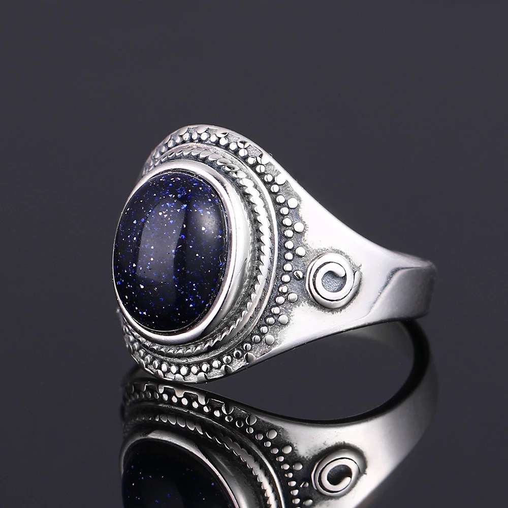 Женское и мужское Винтажное кольцо из стерлингового серебра 925 пробы с большим