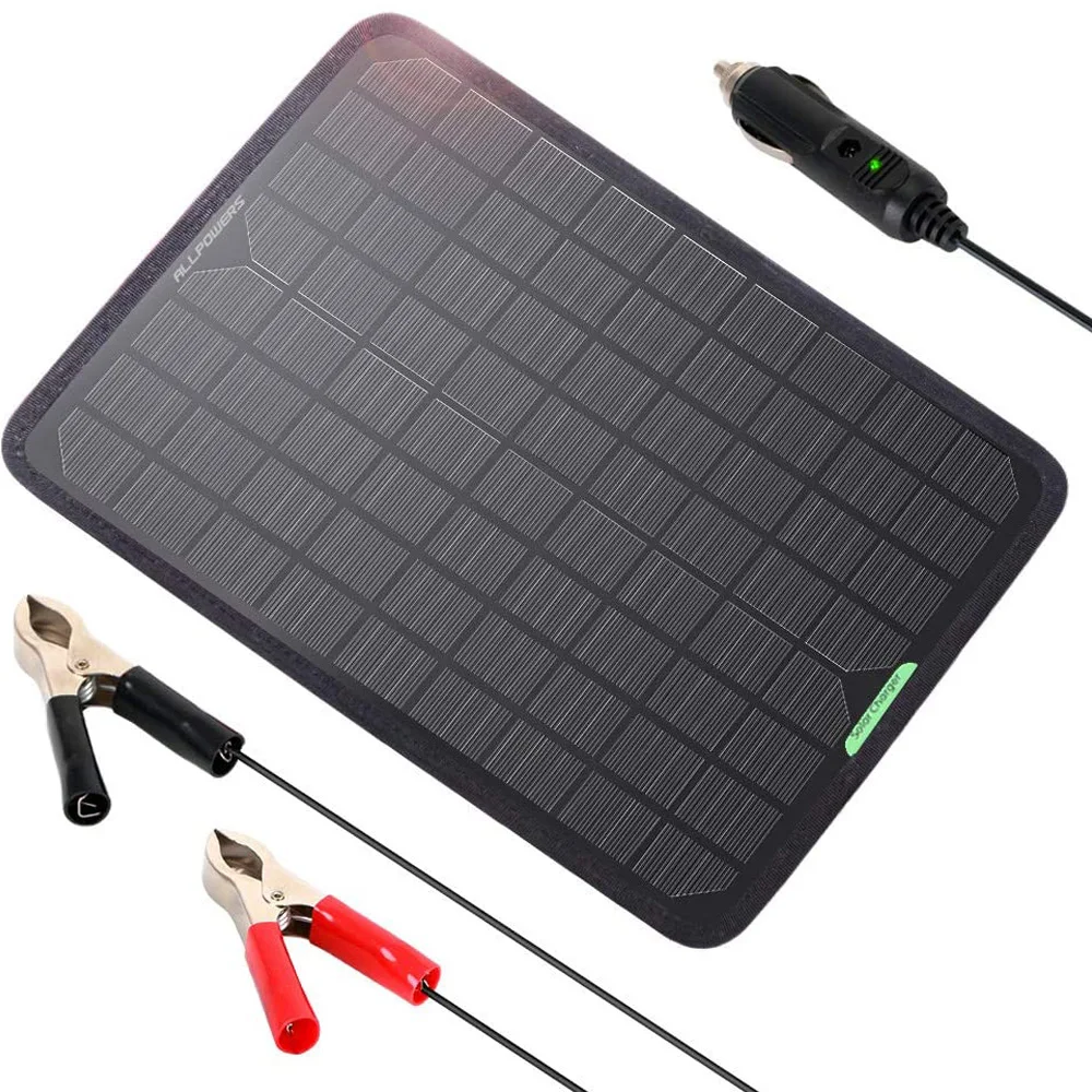 ALLPOWERS 18V 12V 10W Portable Solar Panel Battery Charger Maintainer with Cigarette Lighter Plug Alligator Clip for Outdoors.
ALLPOWERS 18V 12V 10W Portable Solar Panel Battery Charger Maintainer with Cigarette Lighter Plug Alligator Clip for Outdoors.