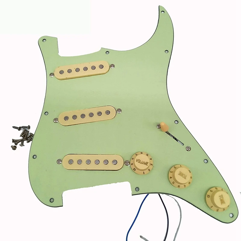 Зеленый мятный гитарный пикгард с предустановленными звукоснимателями Wilkinson для аксессуаров.