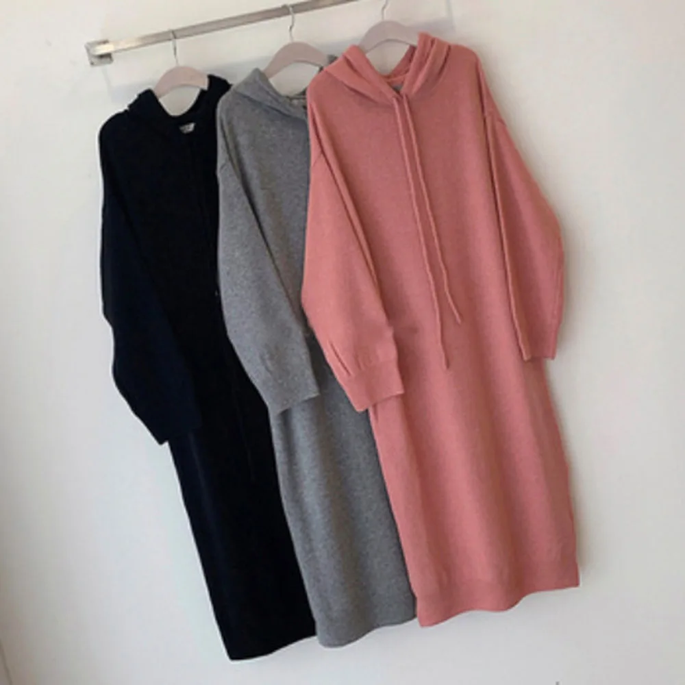 Dress 2021 Autumn Winter New Korean Fashion Knitted Women's Dress Solid Color Split Fork Hooded Loose Casual Long Sleeve
Dress 2021 Autumn Winter New Korean Fashion Knitted Women's Dress Solid Color Split Fork Hooded Loose Casual Long Sleeve