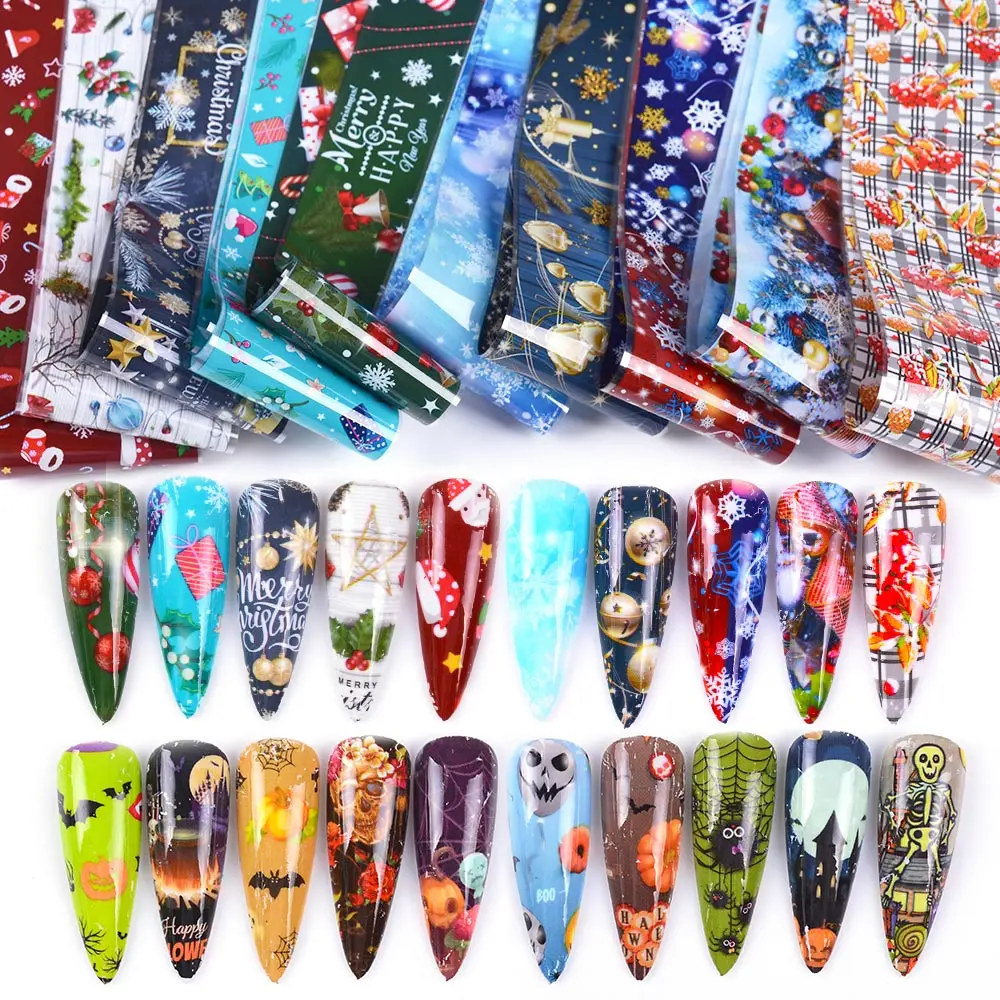 Christmas Nail Art Transfer Foil Sticker Halloween Design Decals Nail Foils Adhesive Paper Wraps Manicure Decoration
Christmas Nail Art Transfer Foil Sticker Halloween Design Decals Nail Foils Adhesive Paper Wraps Manicure Decoration