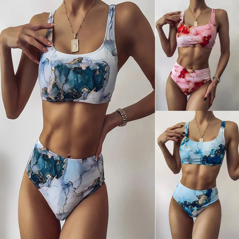 2021 New Print Sport Bandeau Push up Bikinis Sexy Marble Women Swimsuit High Waist Swimwear Women bathing suit Beach wear
2021 New Print Sport Bandeau Push up Bikinis Sexy Marble Women Swimsuit High Waist Swimwear Women bathing suit Beach wear