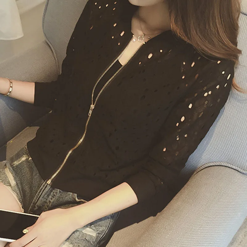 Fashion Women Bomber Jacket Long Sleeve Lace Sunscreen Shirt Short Summer Thin Coat Casual Baseball Coat C44
Fashion Women Bomber Jacket Long Sleeve Lace Sunscreen Shirt Short Summer Thin Coat Casual Baseball Coat C44