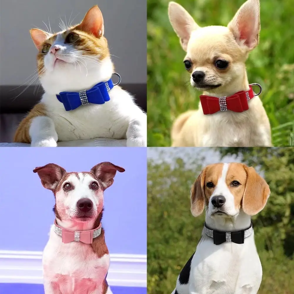 Soft Leather Dog & Cat Collar Rhinestone Flocking Sparkly Crystal Diamonds Studded - Cute Double Bow-knot
Soft Leather Dog & Cat Collar Rhinestone Flocking Sparkly Crystal Diamonds Studded - Cute Double Bow-knot