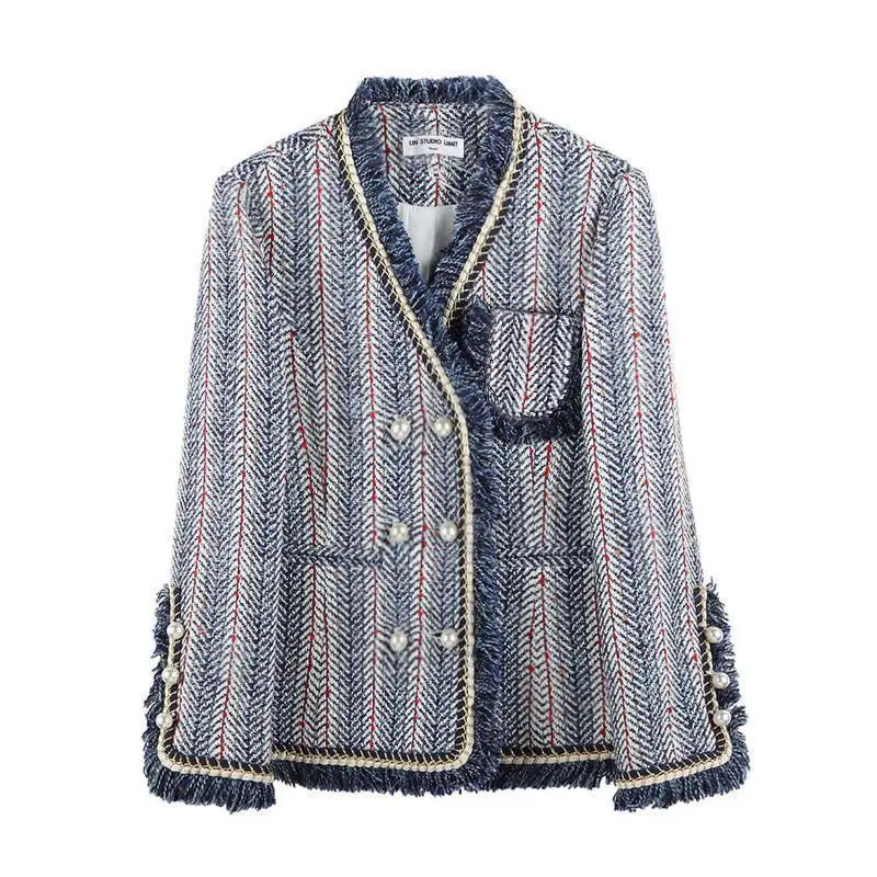 Striped Plaid Suit Korean Women's Jacket Loose Retro Hong Kong Version Basic Jacket Women's Large Size Jacket 
Striped Plaid Suit Korean Women's Jacket Loose Retro Hong Kong Version Basic Jacket Women's Large Size Jacket