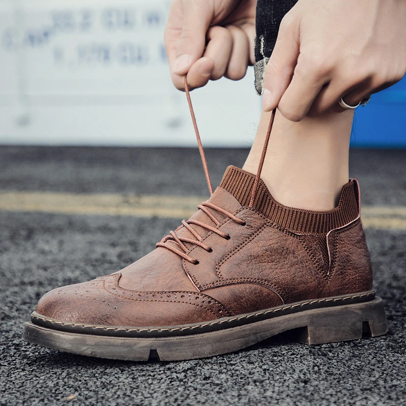 Fashion Italian Men Leather Shoes outdoor Luxury Classic Men Shoes breathable Oxfords Designer Waterproof Shoes men Footwear