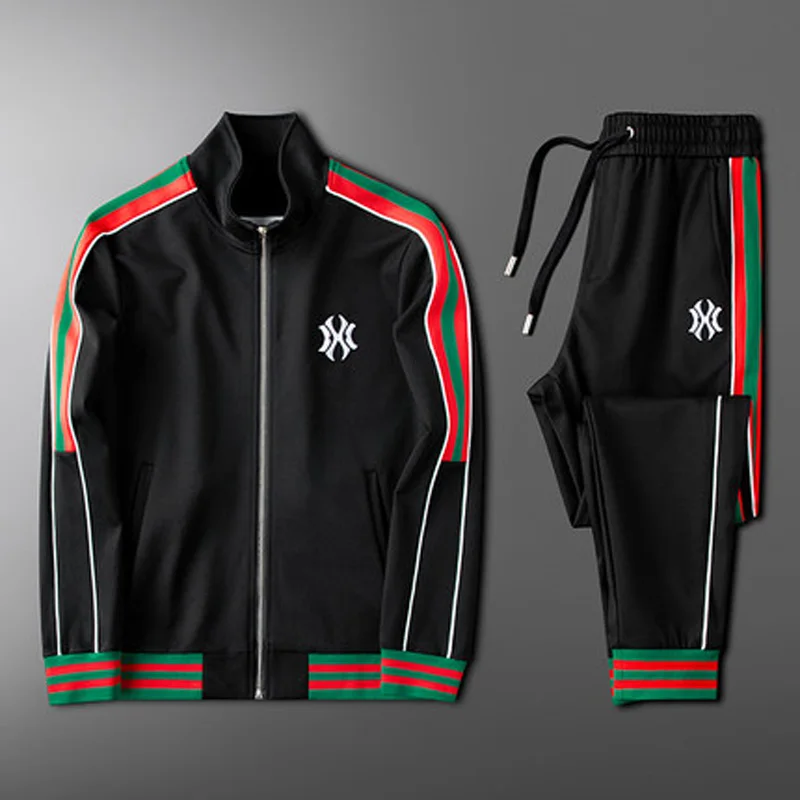 Black sports and leisure suit stand-collar jacket Slim trend all-match men's jacket men's two-piece suit
Black sports and leisure suit stand-collar jacket Slim trend all-match men's jacket men's two-piece suit