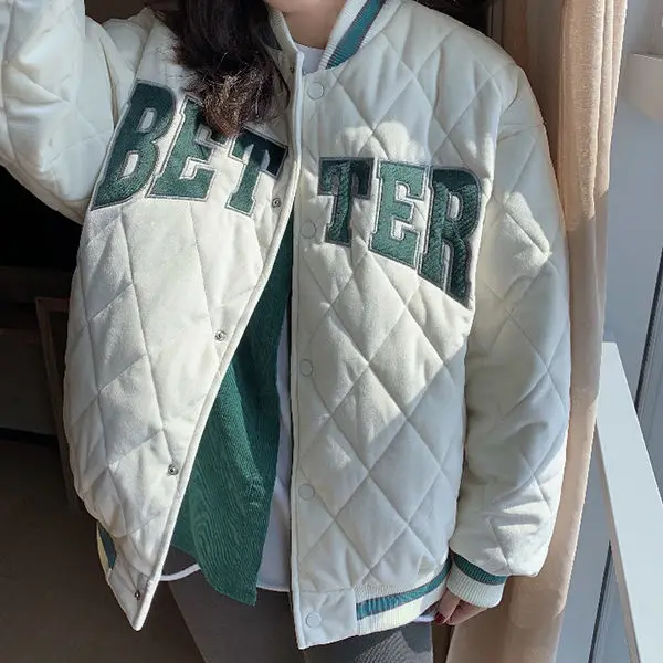Korean retro contrast letters embroidery thickened Baseball Jacket Women's cotton padded winter 2020 NEW
Korean retro contrast letters embroidery thickened Baseball Jacket Women's cotton padded winter 2020 NEW