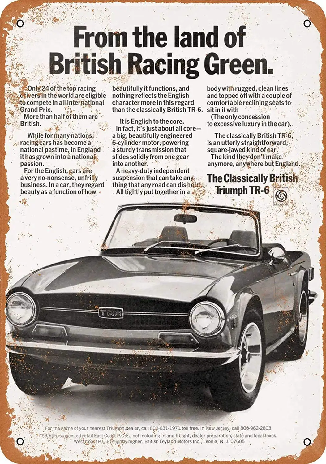 8 X 12 Tin Metal Sign - Vintage Look 1971 Triumph Tr6 Bar Cafe Home Wall Art Deco
8 X 12 Tin Metal Sign - Vintage Look 1971 Triumph Tr6 Bar Cafe Home Wall Art Deco