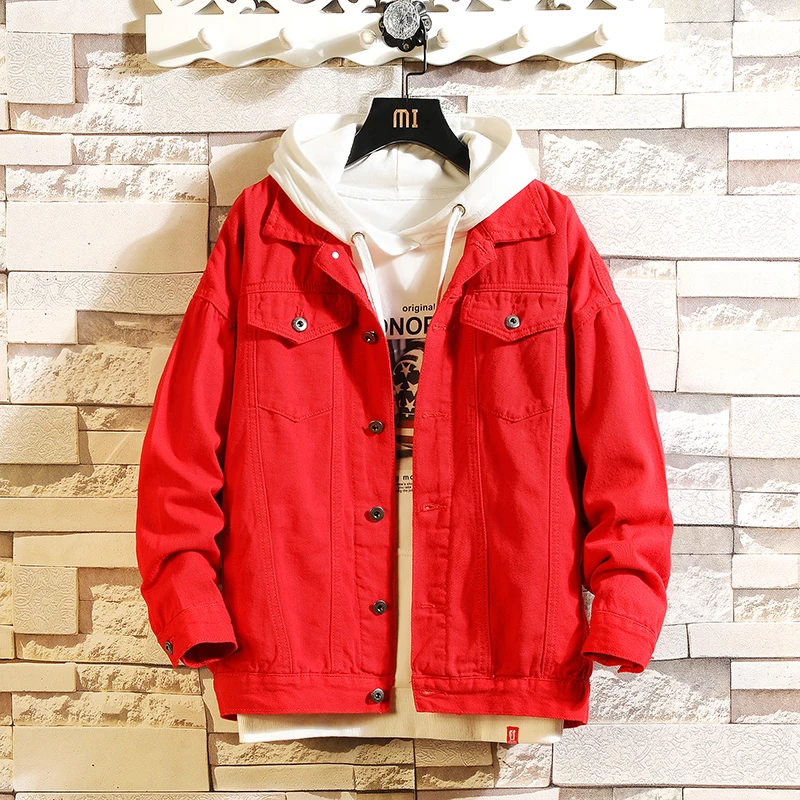 Spring 2022New Red Black Jeans Jacket Men Slim Fitness Streetwear Denim Jacket Men Hip Hop Bomber Jacket Homme Autumn
Spring 2022New Red Black Jeans Jacket Men Slim Fitness Streetwear Denim Jacket Men Hip Hop Bomber Jacket Homme Autumn