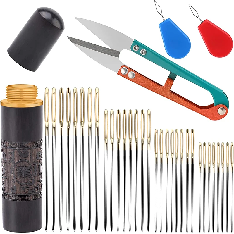 Dailylike 32PCS 4Sizes Stainless Steel Large Eye Needles And Threader Cross Stitch Needles Embroidery Tool Household Sewing Tool
Dailylike 32PCS 4Sizes Stainless Steel Large Eye Needles And Threader Cross Stitch Needles Embroidery Tool Household Sewing Tool