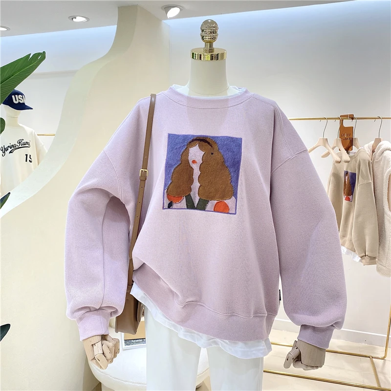 Winter Women's Graphic Flocking Sweatshirt Coats Long Sleeve Fashion Thicken Printing Fleece Casual Pullovers Large Size
Winter Women's Graphic Flocking Sweatshirt Coats Long Sleeve Fashion Thicken Printing Fleece Casual Pullovers Large Size