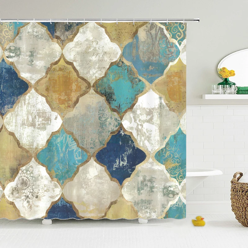 Retro Personality Waterproof Polyester Golden Shower Curtain High Quality Polyester Shower Curtains with 12 Hooks
Retro Personality Waterproof Polyester Golden Shower Curtain High Quality Polyester Shower Curtains with 12 Hooks