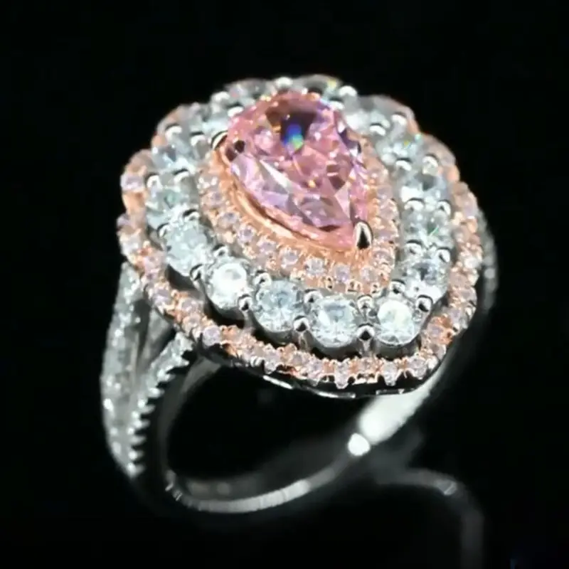 Jazaz Fine Solid 925 Sterling Silver Sparkling Pink Water Drop High Carbon Diamond Wedding Ring Women Lady Gift Wholesale B0815
Jazaz Fine Solid 925 Sterling Silver Sparkling Pink Water Drop High Carbon Diamond Wedding Ring Women Lady Gift Wholesale B0815