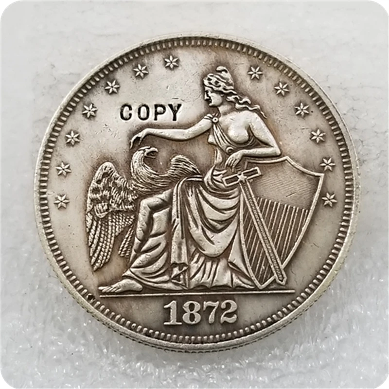 Копия копии 1872 сидя Liberty Shield & Eagle половина доллара шаблон копия монеты | Дом и сад