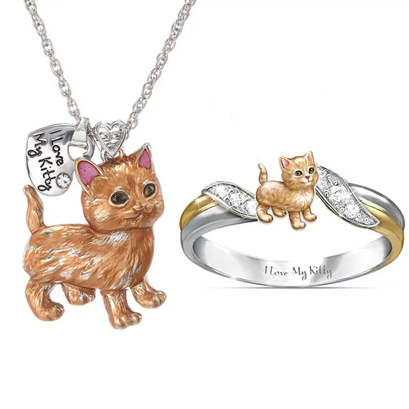 "I Love My Kitty" Cute Cat Jewelry Sets Cartoon Animal Necklace/Rings Jewelry Sets&More Statement Wedding Jewelry Gifts
"I Love My Kitty" Cute Cat Jewelry Sets Cartoon Animal Necklace/Rings Jewelry Sets&More Statement Wedding Jewelry Gifts