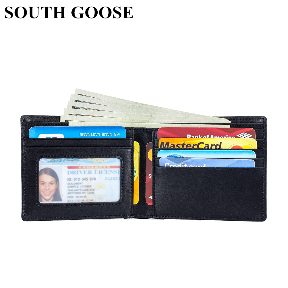 

Мужские кошельки с защитой от кражи и RFID-защитой, тонкие бумажники из углеродного волокна и зернистой кожи, мужской деловой короткий кошелек с держателем для удостоверения личности и кредитных карт