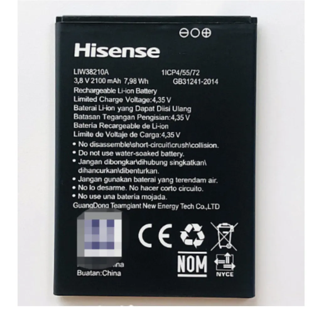 2100mah LIW38210A Battery for Hisense LIW38210A cell phone batteries +Number tracking
2100mah LIW38210A Battery for Hisense LIW38210A cell phone batteries +Number tracking