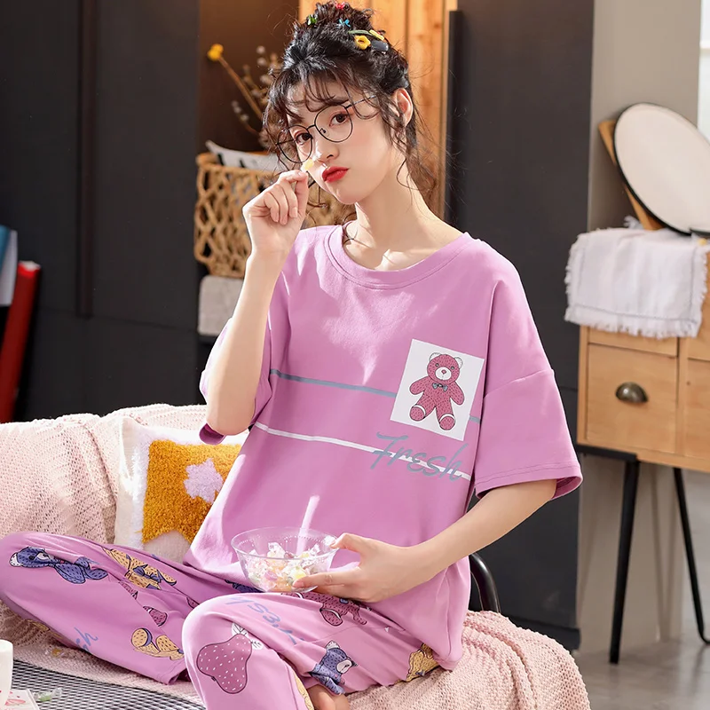 5XL Pajama Set Women Short Sleeve Top Letter Plaid Long Pants Pajamas Set Soft Sleepwear Female Pyjama Set Summer Home Wear
5XL Pajama Set Women Short Sleeve Top Letter Plaid Long Pants Pajamas Set Soft Sleepwear Female Pyjama Set Summer Home Wear
