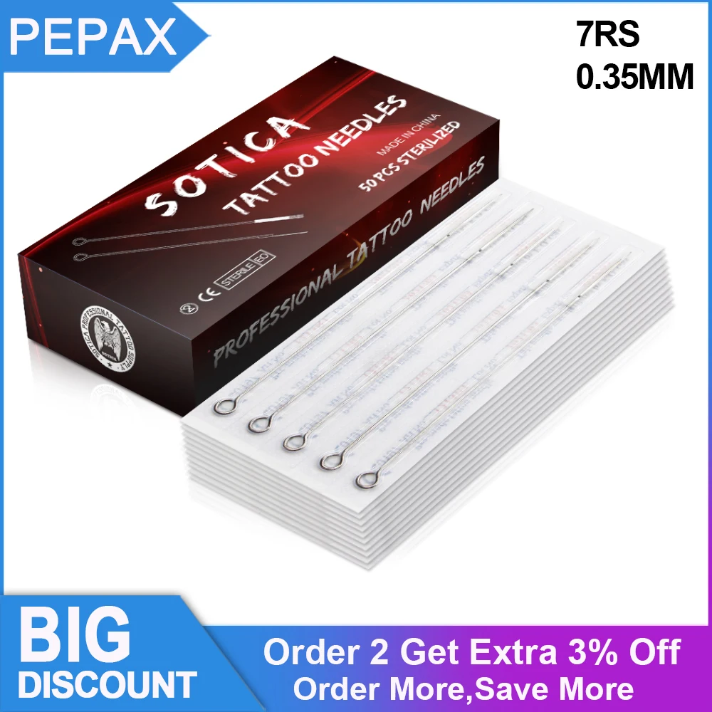 PEPAX 50PCS 1207RS Tattoo Needles 0.35mm Disposable Sterile Standard Round Shader Assorted Sterilized Tattoo Needles
PEPAX 50PCS 1207RS Tattoo Needles 0.35mm Disposable Sterile Standard Round Shader Assorted Sterilized Tattoo Needles