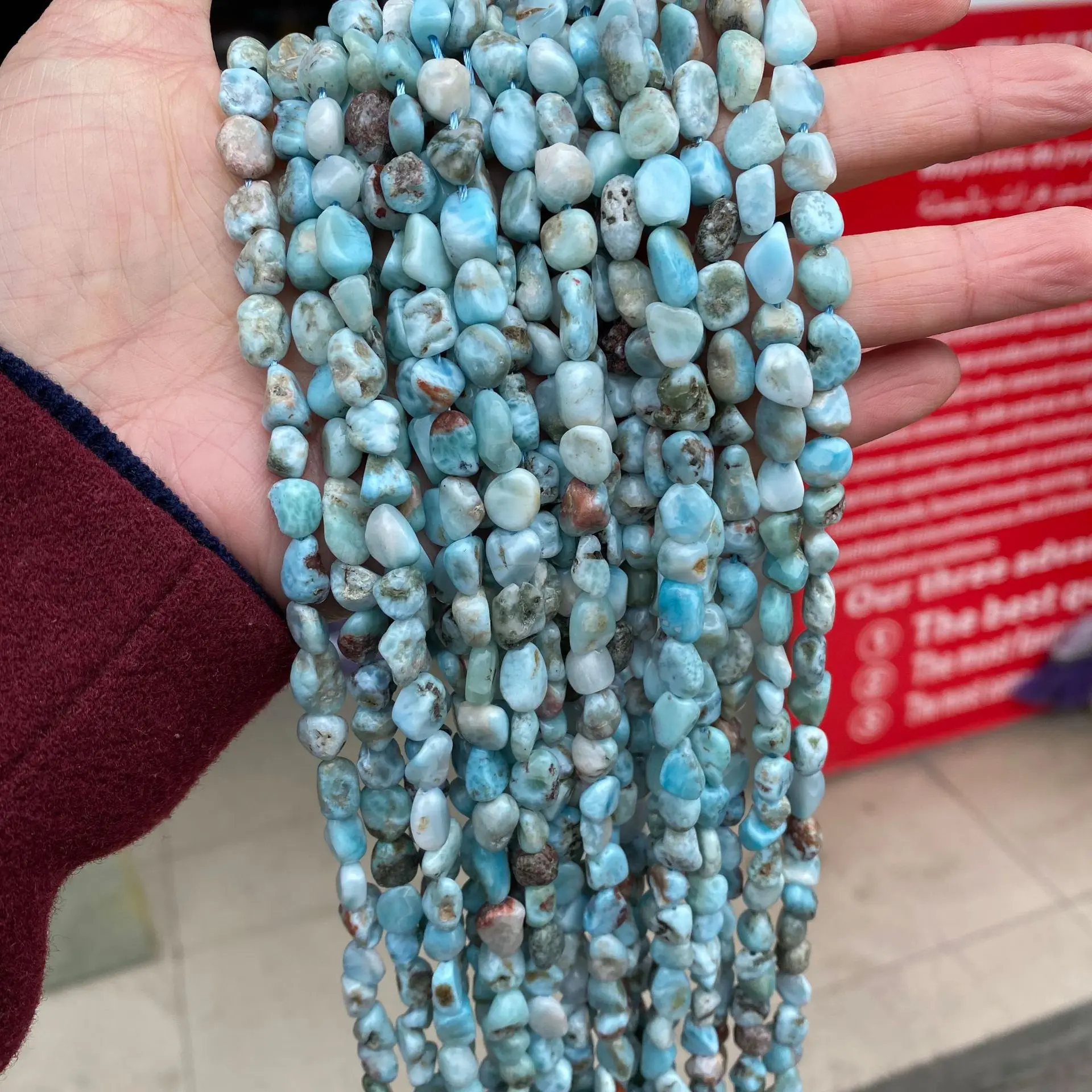 

2 strands AA+ Natural irregular Larimar loose beads 15.5"