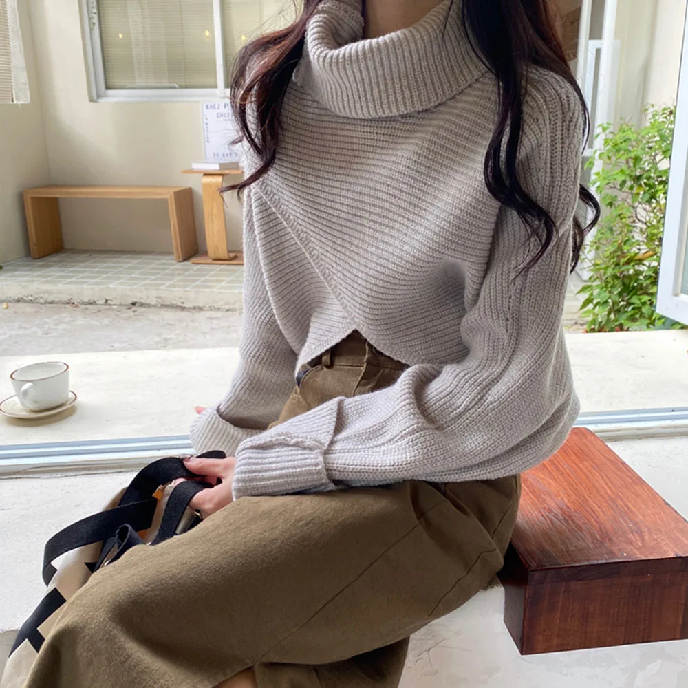 2021New Autumn Winter Womens Sweater Solid Color Cross Turtleneck Long Sleeve Loose Casual Simplicity Knitting Pullover Tops
2021New Autumn Winter Womens Sweater Solid Color Cross Turtleneck Long Sleeve Loose Casual Simplicity Knitting Pullover Tops