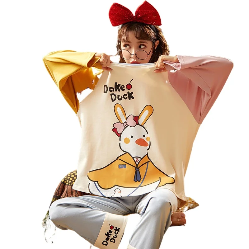 Cotton Pajamas Women's Long-sleeved Spring and Autumn Cute Princess Style Cotton Home Service Suit Womens Two Piece Sets
Cotton Pajamas Women's Long-sleeved Spring and Autumn Cute Princess Style Cotton Home Service Suit Womens Two Piece Sets