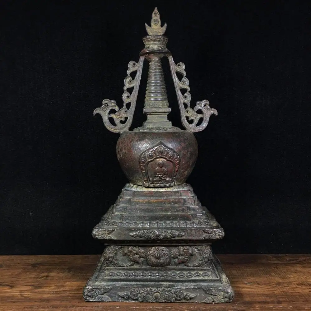 Home Decor 12" Tibet Buddhism Temple Old Bronze Cinnabars Sakyamuni Pagoda Amitabha statue stupa Buddhism logo
Home Decor 12" Tibet Buddhism Temple Old Bronze Cinnabars Sakyamuni Pagoda Amitabha statue stupa Buddhism logo