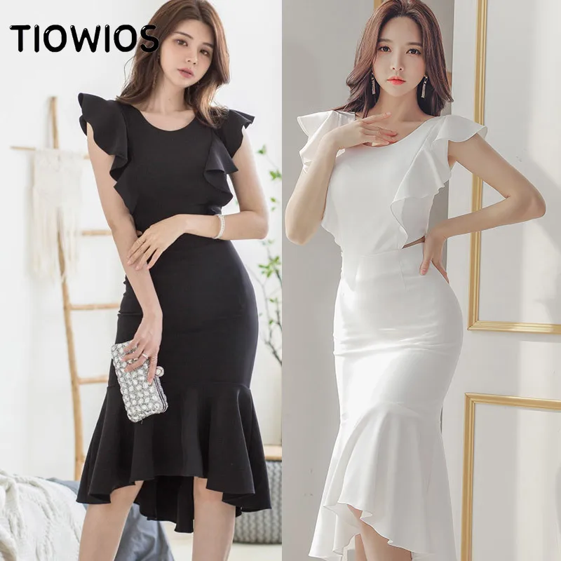 TIOWIOS 2021 New Woman Summer Dress Korean Socialite Temperament Slim Ruffled Backpack Hip Fishtail Dress
TIOWIOS 2021 New Woman Summer Dress Korean Socialite Temperament Slim Ruffled Backpack Hip Fishtail Dress