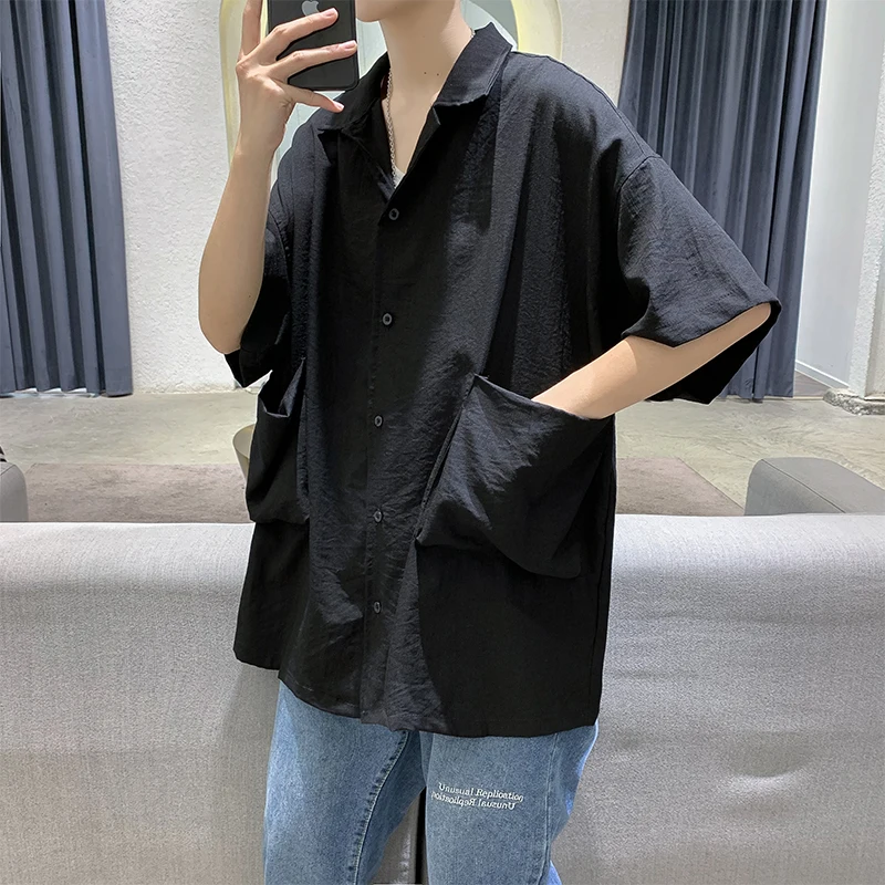 2021 Classic Black/White Shirts Summer Men's New Pattern Cool Shirt Side Pockets Fashion Loose Solid Color Shirts Big Size M-5XL
2021 Classic Black/White Shirts Summer Men's New Pattern Cool Shirt Side Pockets Fashion Loose Solid Color Shirts Big Size M-5XL