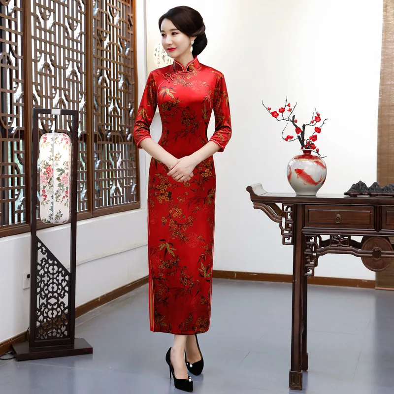 BALDAUREN Sexy Mid-Length Slim Vintage Qipao 2021 Summer New Lady Printing Cheongsam Grace 3/4 Sleeve Party Prom Gown Large Size
BALDAUREN Sexy Mid-Length Slim Vintage Qipao 2021 Summer New Lady Printing Cheongsam Grace 3/4 Sleeve Party Prom Gown Large Size
