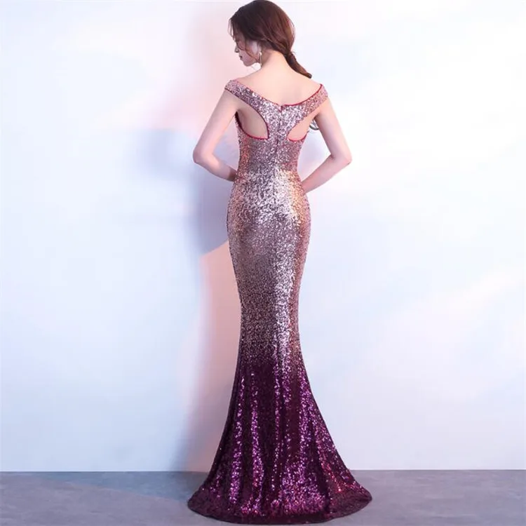 Off Shoulder Sexy Sequin Evening Dress 2020 Party Robe De Soiree Formal Dresses Gradient Long Sparkling Evening Mermaid Gown 
Off Shoulder Sexy Sequin Evening Dress 2020 Party Robe De Soiree Formal Dresses Gradient Long Sparkling Evening Mermaid Gown