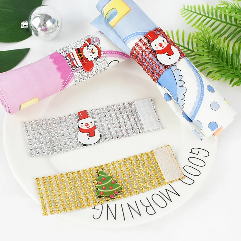 5pcs Christmas Napkin Buckles Rhinestone Tape Xmas Decoration Santa Claus Snowman Napkin Rings Holder Christmas Party Supplies
5pcs Christmas Napkin Buckles Rhinestone Tape Xmas Decoration Santa Claus Snowman Napkin Rings Holder Christmas Party Supplies