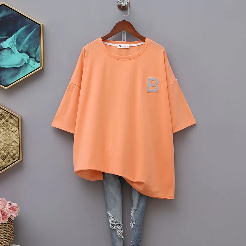 2021 Summer 3D Letter Female Short Sleeve T-shirt Loose Plus Size Mid-Length Simple Women Top Solid Lazy Korean Fashion Tee
2021 Summer 3D Letter Female Short Sleeve T-shirt Loose Plus Size Mid-Length Simple Women Top Solid Lazy Korean Fashion Tee