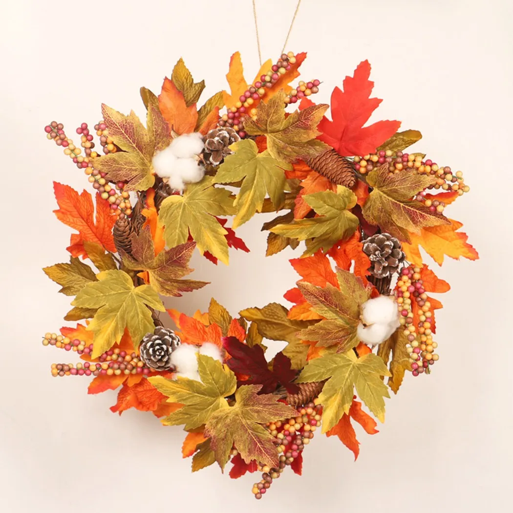Artificial Wreath Simulation Pine Cone Maple Leaf Wreath Thanksgiving Maple Leaf Wall Hanging Decoration Kapok Rattan Ring Door
Artificial Wreath Simulation Pine Cone Maple Leaf Wreath Thanksgiving Maple Leaf Wall Hanging Decoration Kapok Rattan Ring Door