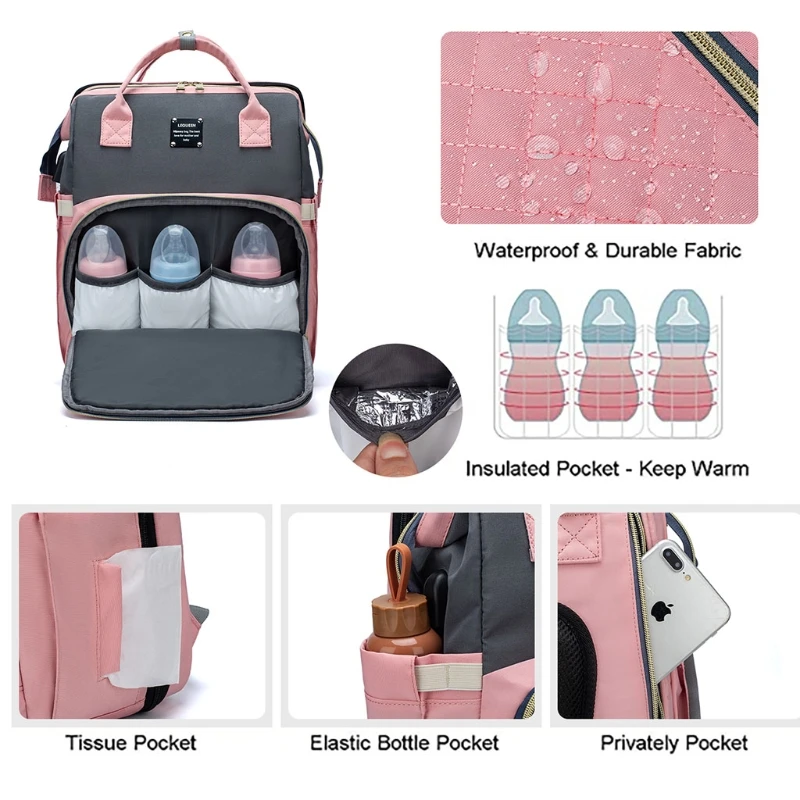 Baby Nappy Changing Bag Portable Folding Crib Diaper Backpack Stroller Straps
Baby Nappy Changing Bag Portable Folding Crib Diaper Backpack Stroller Straps
