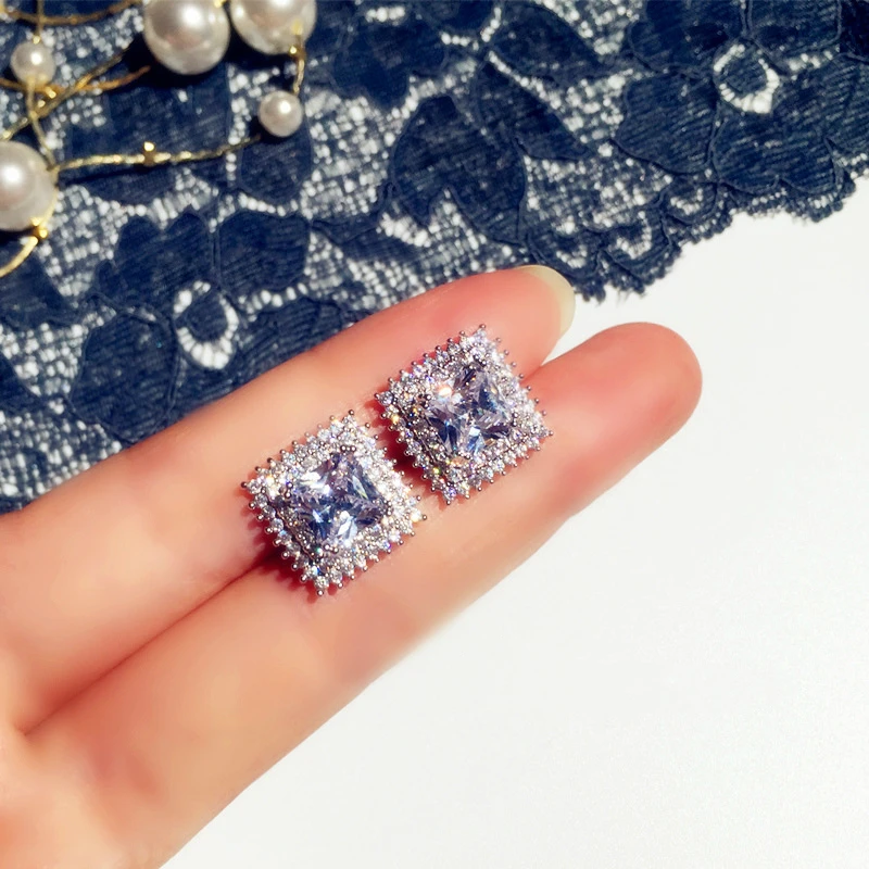 Bling Zircon Stone Square S925 Silver Color Stud Earrings Korean Earrings for Women Fashion Jewelry 2022 New
Bling Zircon Stone Square S925 Silver Color Stud Earrings Korean Earrings for Women Fashion Jewelry 2022 New