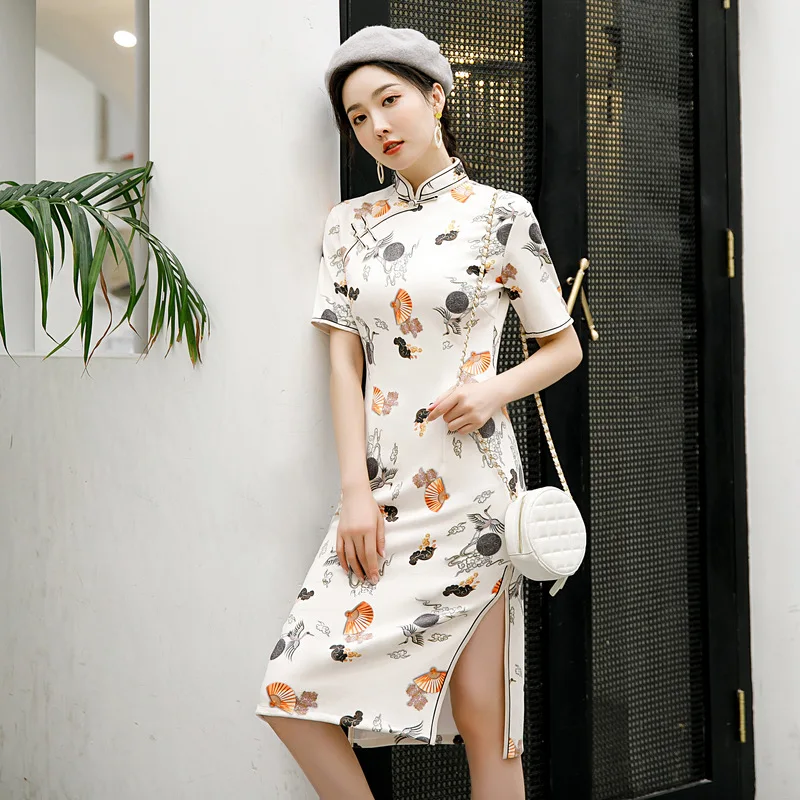 Improved Version Mid-length Qipao Dress 2020 New Young Girl Chinese Style Four-sided Stretch Short-sleeved Cheongsam
Improved Version Mid-length Qipao Dress 2020 New Young Girl Chinese Style Four-sided Stretch Short-sleeved Cheongsam