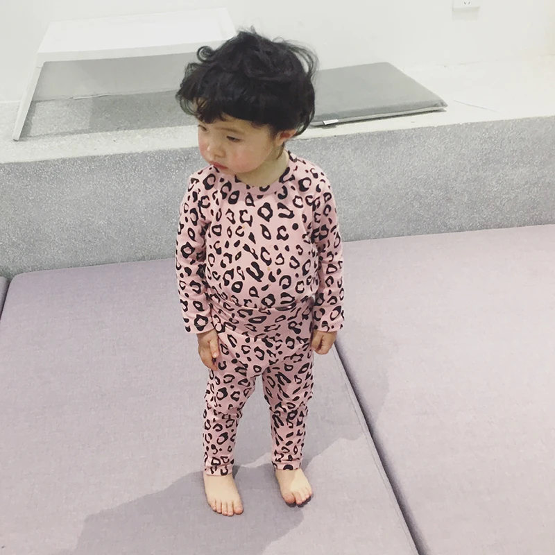 Пижама детская хлопковая с леопардовым принтом 4 цвета | Детская одежда и обувь