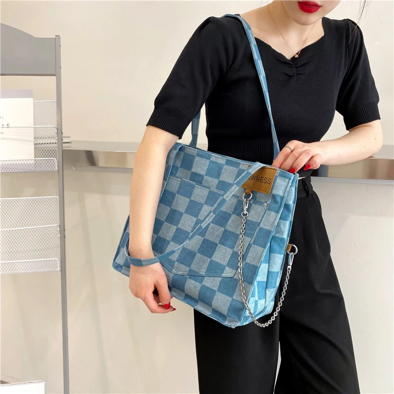 High Quality Korean Female Bag 2021 New Plaid Canvas Shoulder Bag Student Tote Bags Luxury Brand Designer Handbag Shopper Bags
High Quality Korean Female Bag 2021 New Plaid Canvas Shoulder Bag Student Tote Bags Luxury Brand Designer Handbag Shopper Bags