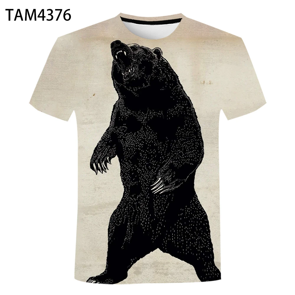 2021 индивидуальная креативная футболка в стиле Харадзюку с медведем для мужчин и