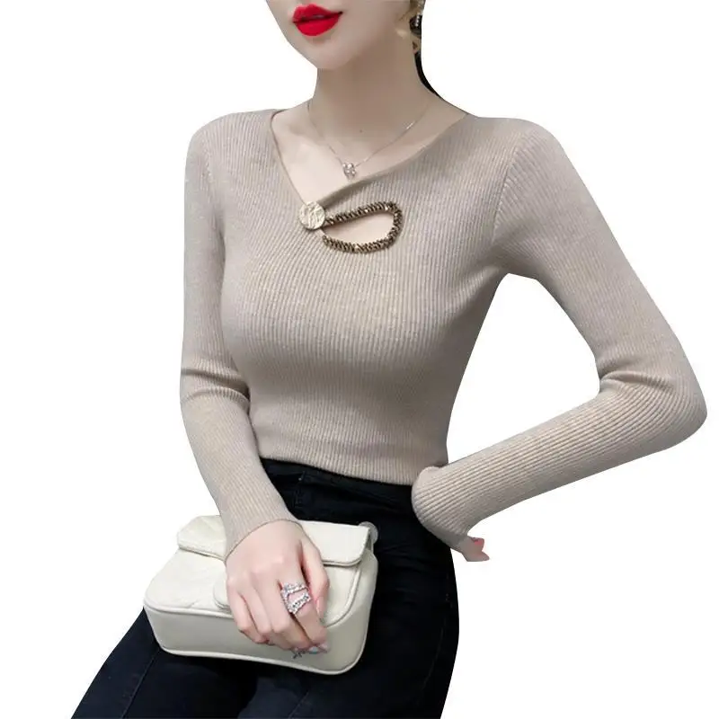 2021 New Winter Women Long Sleeve Tops Skew Collar Knitted Pullovers Sweater Chic Women Clothes Female Casual Streetwear Y529 
2021 New Winter Women Long Sleeve Tops Skew Collar Knitted Pullovers Sweater Chic Women Clothes Female Casual Streetwear Y529