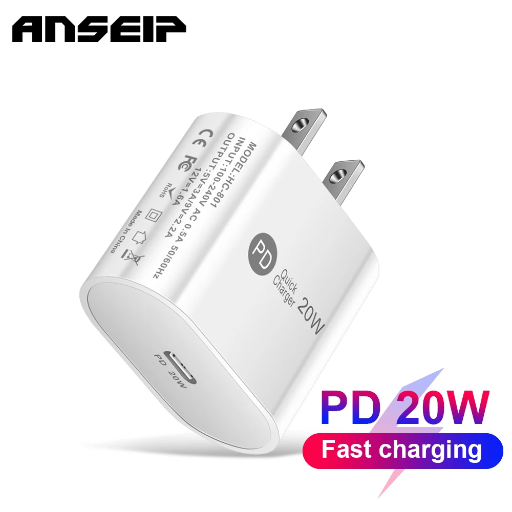 ANSEIP Quick charge 3.0 PD 20W USB Type C Charger for iPhone 13 12 11 Pro Max Type C Fast Charging for Xiaomi Huawei Charge plug
ANSEIP Quick charge 3.0 PD 20W USB Type C Charger for iPhone 13 12 11 Pro Max Type C Fast Charging for Xiaomi Huawei Charge plug
