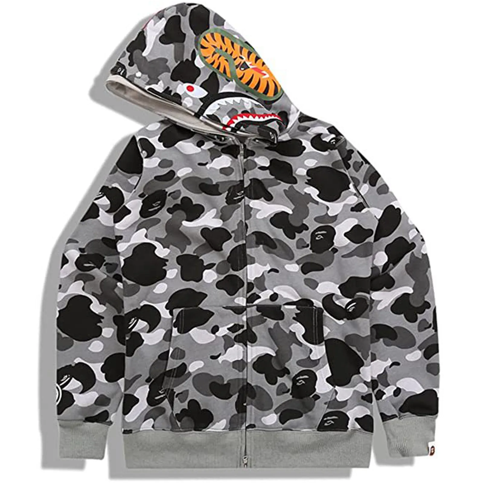 Камуфляжная толстовка с капюшоном BAPE Tide головой акулы | Мужская одежда
