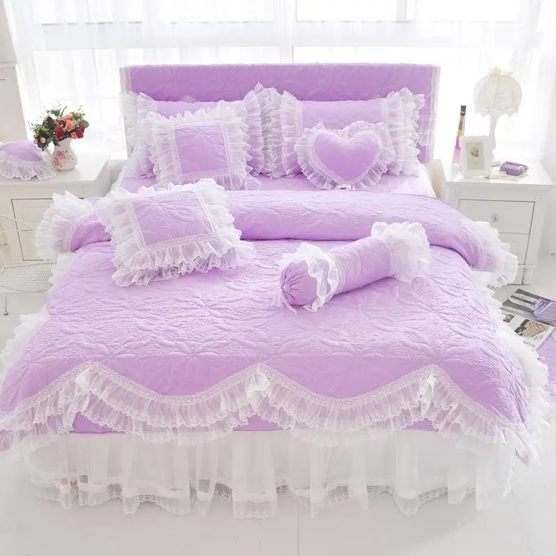 35 Thick Quilted lace Bedding set King queen Twin size Bed set Princess Korean Girls White Pink Bed skirt set Pillowcase 
35 Thick Quilted lace Bedding set King queen Twin size Bed set Princess Korean Girls White Pink Bed skirt set Pillowcase