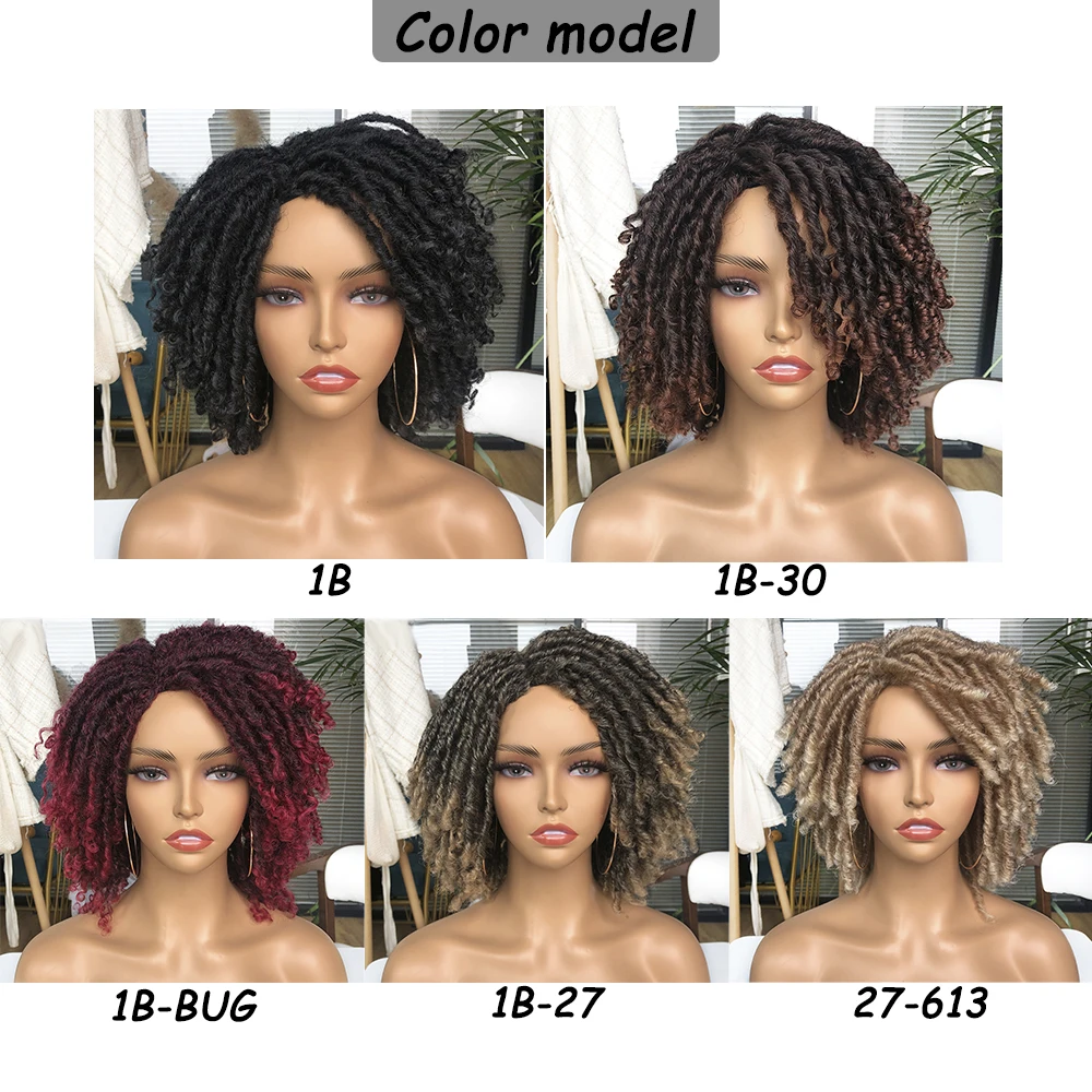Короткие вьющиеся волосы Dreadlock парик синтетические мягкие искусственные