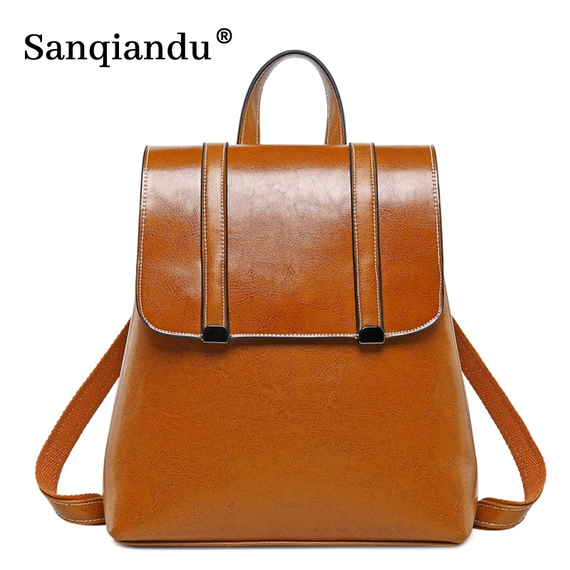 Vintage Oil Wax Leather Backpack Women luxury designer Female 100% Genuine Leather Backpack Ladies School Bags For Girls Bookbag
Vintage Oil Wax Leather Backpack Women luxury designer Female 100% Genuine Leather Backpack Ladies School Bags For Girls Bookbag